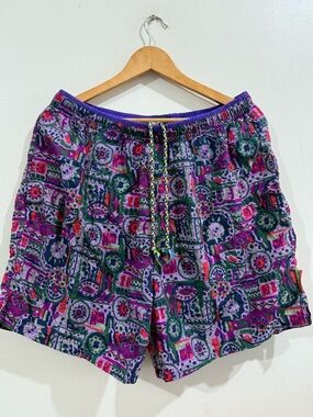 WEEKENDS BEACHWEAR Men's Floral Hybrid Shorts in Purple & Green